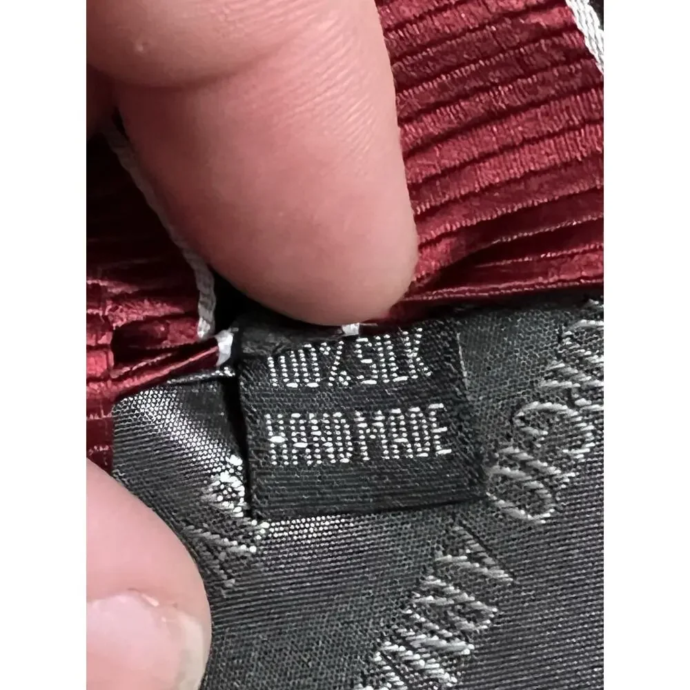 Giorgio Armani Striped Burgundy Silver 100% Silk Black Designer Men's Tie